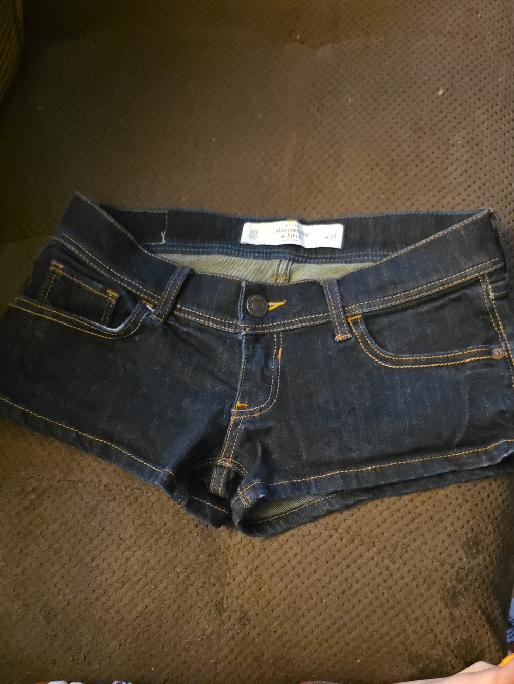 Abercrombie & Fitch Dark Indigo Denim Low-Rise Jean Shorts